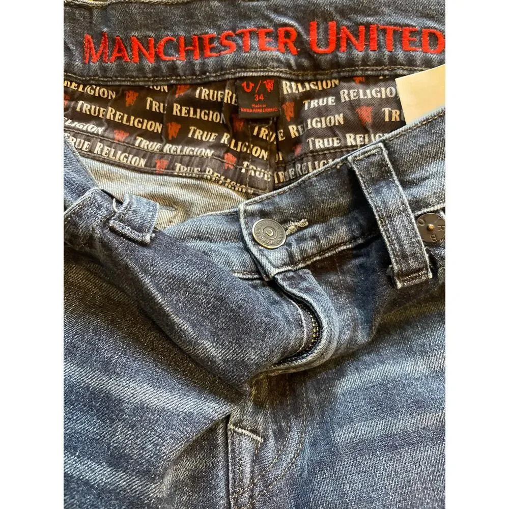 True Religion Manchester United Geno Slim Men's Jean Blue Size 34